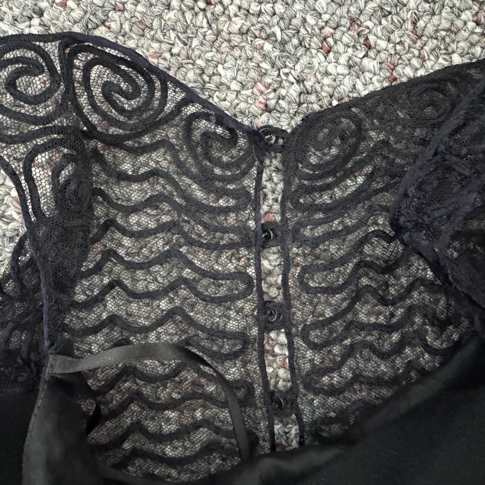 Jessica McClintock Black Sleeveless Lace Whimsical Goth  Grunge Vintage Dress - Picture 9 of 10